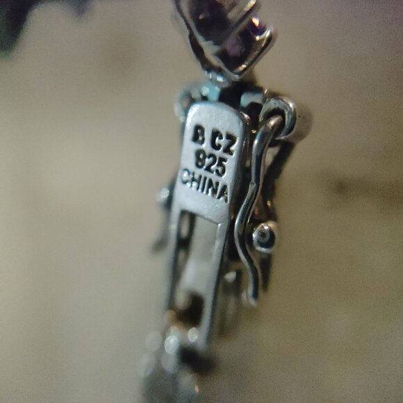 Sterling Silver CZ Bracelet 7 Inches Tennis  Sparkling Purple Clear Stonesn Gift - Picture 4 of 12